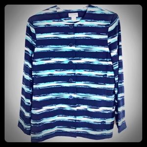 Alfred Dunner Blue and White Lined Jacket